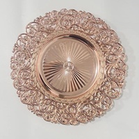 Plateau à fruits en dentelle vintage de luxe, lourd, à bords irréguliers, or, argent, or rose, noir, plateau décoratif