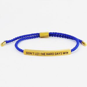 Joyería de inspiración de moda, regalo para mujeres y hombres, pulsera de cuerda trenzada ajustable con letras grabadas: NO DEJES QUE LOS DÍAS DIFÍCILES TE VENCAN - Product Image 3
