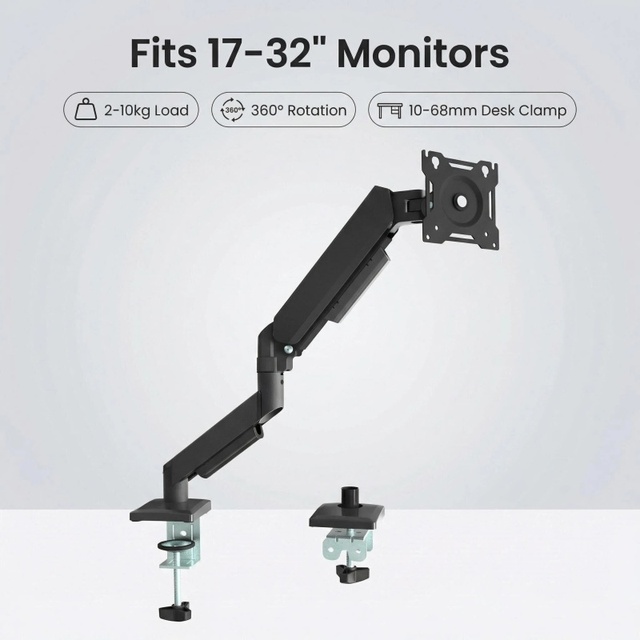 Heavy Duty Ergonomic Monitor Arm Mount Single Monitor Arm Vesa 75x75 100x100 for 32 Inch