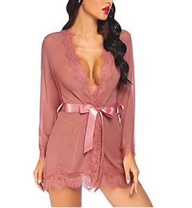 Robe de nuit sexy simple, robe de chambre en plumes, robe de mariée en satin, robe de boudoir avec manches en fourrure moelleuses, lingerie en mousseline, longue robe de mariée pour femmes - Product Image 1