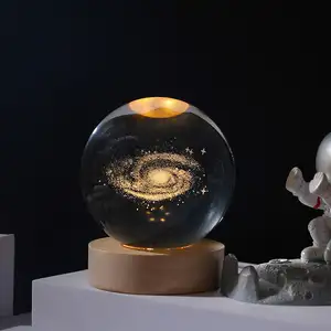 Haute qualité en gros lumière LED cristal artisanat LuminousIndoor boule lampe cadeau système petite veilleuse