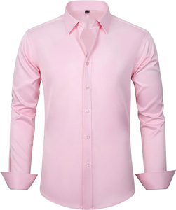 Chemise homme slim fit à manches longues boutonnée, blanche, noire, grise, décontractée et habillée, en coton tissé, infroissable, col cranté - Product Image 5