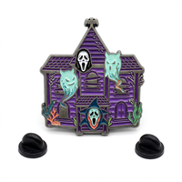 Broche personnalisée en émail, style Halloween, motif Sorcière, Requin, Masque, en alliage de zinc