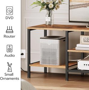 <span class=keywords><strong>Mueble</strong></span> de TV de Diseño <span class=keywords><strong>Industrial</strong></span> en Madera con Tomas de Corriente y Estantes Abiertos para Sala de Estar y Dormitorio - Product Image 4