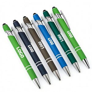 Stylo bille publicitaire en métal et caoutchouc, personnalisé avec logo imprimé, vente en gros pour fabricants, le moins cher - Product Image 1