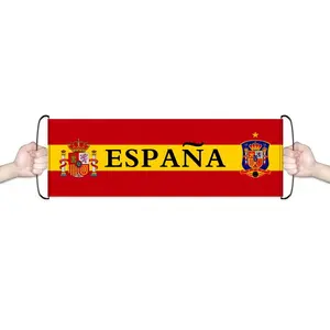 EK2024西班牙伸缩扇面横幅手持旗帜横幅可伸缩西班牙旗帜旗帜滚动