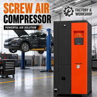 Compresseur d'air à vis monté sur réservoir haute efficacité 7,5 kW 10 CV, réservoir 500 L, 10 bars, prêt à l'emploi pour les travaux de service en atelier de pneus