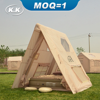 Kawagebo Kamp (KK) 7.7' X 8' Gonflable 5.75 ㎡   Tente de camping Glamping Bell en toile Oxford pour l'extérieur, type Air House