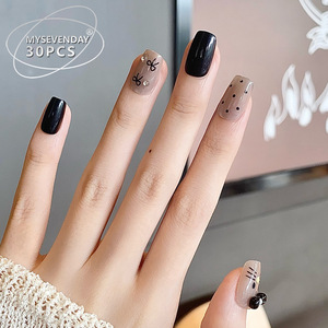 Internet Celebrity Hot-Selling Wearable Nails Vente en gros Black Kitty Cat Art Fini Autocollants amovibles Faux Ongles Conseils - Product Image 3