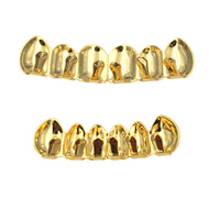Nouveauté BES, prix bas, style hip-hop, plaqué or 14 carats, 6 dents, grille dentaire supérieure et inférieure, style street, bijoux hip-hop