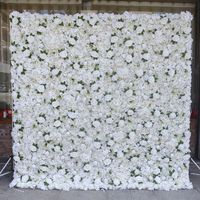 Panel bunga mawar putih buatan 3D, latar belakang dinding bahan bunga untuk pesta pernikahan, latar belakang pengaturan panggung, pesta