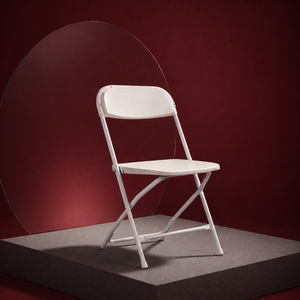 Chaise pliante en plastique moderne, légère, durable, confortable et portable, à dossier plat, blanche, pour une utilisation en extérieur à l'école et au parc - Product Image 1
