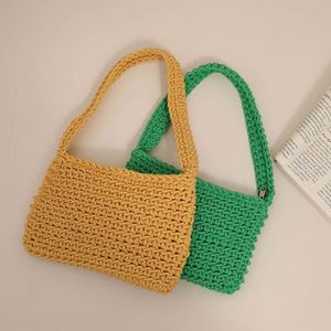 Hot Selling Cotton Rope <b>Square</b> Ladies Underarm Single Shoulder Bag Crochet Straw Woven Women's Handbag - Product Image 4