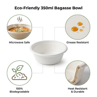 Bol en bagasse de canne à sucre écologique jetable, compatible micro-ondes, 350 ml, vaisselle biodégradable pour nouilles, emballage alimentaire pour fêtes