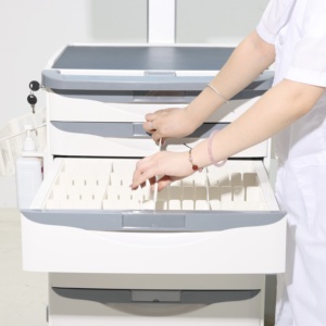Carrito <span class=keywords><strong>de</strong></span> Documentación <span class=keywords><strong>de</strong></span> Enfermería Moderno ABS con Brazo Ajustable para Monitor y Sistema <span class=keywords><strong>de</strong></span> Separación <span class=keywords><strong>de</strong></span> Residuos Médicos para Hospitales y Supermercados - Product Image 2