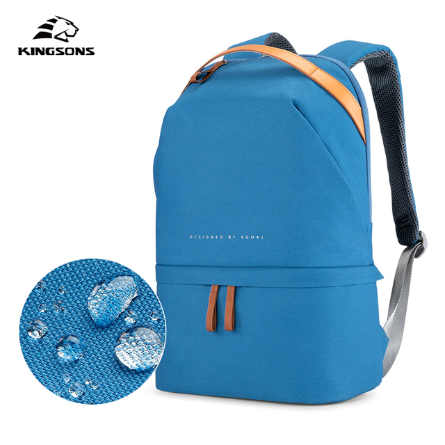 Kingsons BSCI Factory RPET Waterproof 600D Recycled Polyester GRS Certified Concise Casual Custom Student Camera Backpacks