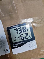 HTC-1 termometer higrometer Digital jam kalender layar besar Desktop Berdiri & dinding dipasang suhu dan kelembaban Meter putih