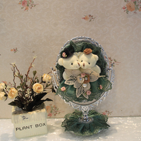 Miroir de table ours en peluche artisanal créatif et adorable, miroir de maquillage de bureau, miroir cosmétique, ornement cadeau de mariage