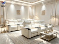 Fauteuil inclinable de cinéma Prime avec éclairage LED RGB contrôlé, en cuir véritable, modèles tendance pour home cinéma, villa, club, Moyen-Orient, style nordique