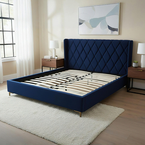 Letto in metallo stile nordico con doghe in legno, Design minimalista-facile rimozione, abbattimento, prezzo diretto di fabbrica - Product Image 1