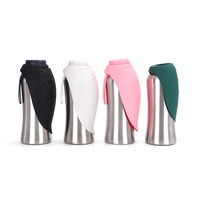Bouteille d'eau de voyage pour animaux de compagnie en acier inoxydable 304, gobelet portable anti-fuite avec bol en silicone pliable pour chiens et chats, utilisation en extérieur