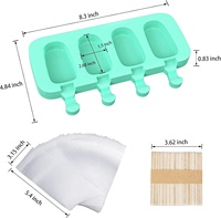 Moule en silicone 4 cavités pour crème glacée, qualité alimentaire, sans BPA, formes multiples, durable, pour bâtonnets glacés, sucettes glacées, moule à gâteau + couvercle