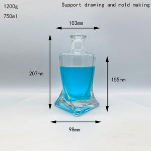 Bouteille en verre ronde multi-prismes créative de 750 ml, couleur personnalisée, avec bouchon en liège estampé à chaud doré, pour vin et <span class=keywords><strong>tequila</strong></span>, directement de l'usine - Product Image 2