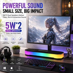 Barra de Sonido para PC 2026, la Más Vendida, Sonido 5.4 con Micrófono Integrado, Audio Nítido, Luces RGB con Perilla de Volumen - Product Image 1