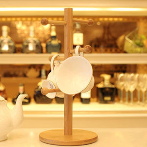 Bamboo <b>Desktop</b> Coffee Cup Organizer Round Base 3 Tier Standing Type Kitchen Countertop Storage Rack - Product Image 1