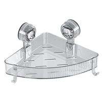 Étagère de salle de bain multifonctionnelle en plastique à ventouse, panier de douche triangulaire, support d'angle transparent en acrylique, sans perçage