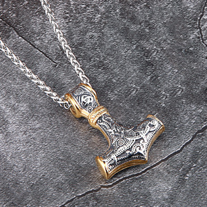 Pendentif marteau de Thor Viking en acier inoxydable, collier pour homme avec design d'os de dragon, bijoux tendance, cadeau pour lui - Product Image 4