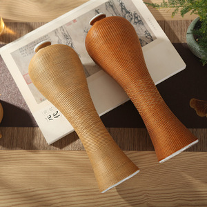 Bamboo Woven Vase Large Plum Shape Handmade Asian Zen Decorative Tea Room Ornament Gift - Product Image 3