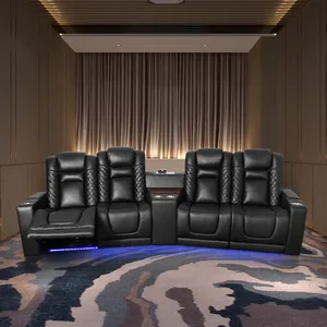 LouisDonne leather power electric smart home cinema VIP theater furniture recliner sofa chair seats with recliner mechanism USB