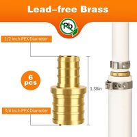 Raccord de réduction à sertir en laiton poli pour PEX 1/2 pouce x 3/4 pouce, connexion de tuyau PEX1807