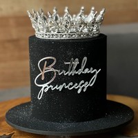 Alles Gute zum Geburtstag Prinzessin Königin Tortenaufsatz Gold Silber Acryl Geburtstags-Cupcake-Topper für Geburtstagsparty Tortendekoration