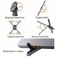 Support d'ordinateur portable réglable en alliage d'aluminium, mini, portable, pliable, trépied magnétique, marque OEM, moule privé, nouveau produit