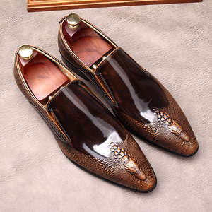 Chaussures habillées pour hommes de luxe européennes - Chaussures formelles de créateur haut de gamme en cuir de vache véritable - Product Image 1