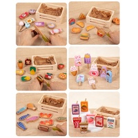 StarQmi Boutique de desserts en bois, ensemble de jeu d'imitation Montessori, stand de confiserie, jouet de jeu de rôle, jeu de simulation de cuisine, apprentissage précoce 3+