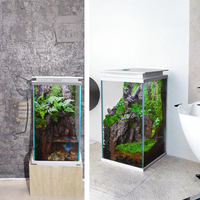 Aquarium miniature écologique en verre carré de 35 L avec éclairage LED, filtre et pompe, 220 V, pour table de salon intérieure, cuisine extérieure, intelligent