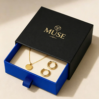 Boîte à bijoux de luxe écologique à tiroir coulissant, faible MOQ, avec doublure en éponge, finition mate, blocs de couleur, en carton rigide pour coffrets cadeaux