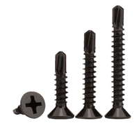 # 6 # 8 # 10 # 12 M4.2 M4.8 M5.5 Sekrup Baja Tahan Karat Hitam 410 Phillips Kepala Datar Countersunk Self Drilling untuk Lembaran Logam Metrik
