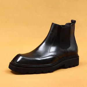 Winter men's boots with square toe, genuine leather lining, thick sole, for business and casual wear boots - Product Image 5