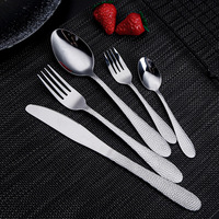 Couverts en acier inoxydable de haute qualité avec manche martelé, finition miroir argentée, réutilisables, compatibles lave-vaisselle, pour hôtels et restaurants