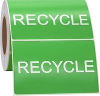 Autocollants de Recyclage 2 x 3 Pouces, Grand Fond Vert Texte Blanc, Étiquettes Adhésives pour Poubelle, Panneaux de Déchets pour Maison et Cuisine