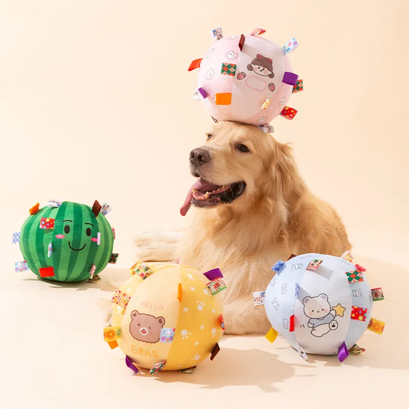 맞춤형 재미 삐걱 거리는 에코 친화적 인 봉제 축구 공 제품 개 장난감 탭이있는 개를위한 애완 동물 대화 형 장난감