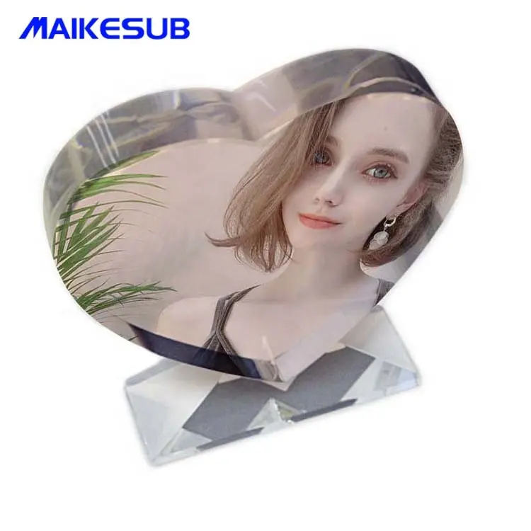 Heart-Shaped Sublimation Glass Crystal Frame Wedding and Valentine's Day Decoration Art Model Witness of Love Gift