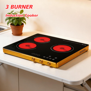 Cocina de Inducción de 3 Quemadores, 5000W, Comercial, de Acero Inoxidable, Profesional, de Calentamiento Rápido, para el Hogar, Tres Quemadores Independientes - Product Image 2