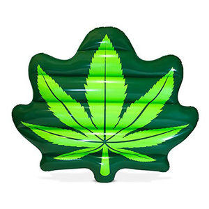 Bouée de piscine gonflable géante Fireweed 180*150cm en forme de feuille de cannabis verte pour enfants, en PVC léger et portable - Product Image 3