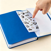 Carnet de notes personnalisé A5 en lin bleu saphir avec motif hibou et dorure à chaud, couverture rigide à grille pointillée pour journalisation