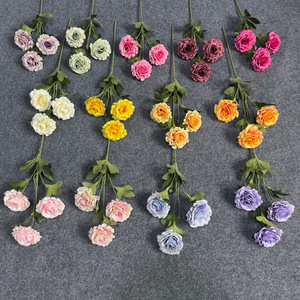Bouquets de roses romaines artificielles à 3 têtes, fleurs en soie, décorations de mariage, ornement de salon, moulage par injection, respectueux de l'environnement - Product Image 2